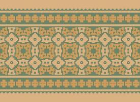 étnico geométrico desatado tecido padronizar Cruz ponto. ikat bordado oriental pixel padronizar creme fundo. resumo,vetor,ilustração. textura, cruz ponto, lenço, decoração, motivos, papel de parede. vetor