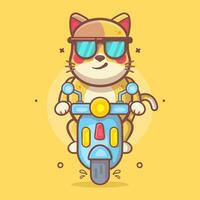 legal gato animal personagem mascote equitação lambreta motocicleta isolado desenho animado vetor