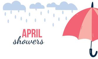 abril chuveiros fundo com guarda-chuva vetor