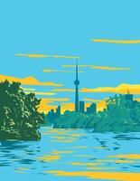 Toronto ilha parque com Toronto Horizonte em lago Ontário Canadá wpa poster arte vetor