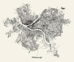 mapa do Pittsburgh, Pensilvânia, EUA vetor