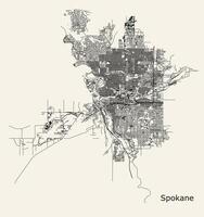 cidade mapa do Spokane, Washington, EUA vetor