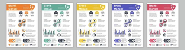 estrondo a3 o negócio marca manual modelos definir. companhia identidade folheto página com infográfico financeiro dados. marketing pesquisar, e comercial oferecer. vetor disposição Projeto para poster, cobrir, folheto