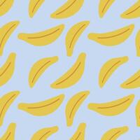 desatado bananas padronizar. amarelo bananas em uma lilás fundo. vetor ilustração para embalagem, invólucro papel, roupas