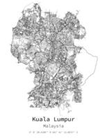 Kuala Lumpur, Malásia rua mapa, vetor imagem para marketing ,digital produtos ,parede arte e poster imprime.