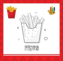 francês fritas esboço, coloração página ilustração para crianças vetor