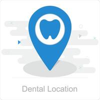 dental localização e dente ícone conceito vetor