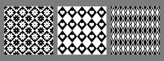 conjunto do Preto e branco diamante desatado padrões. vetor gráficos.
