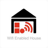 Wi-fi ativado casa ícone conceito vetor