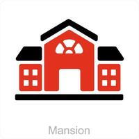 mansão e casa ícone conceito vetor