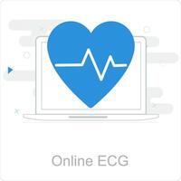 conectados ecg e batimento cardiaco ícone conceito vetor