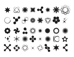 ano 2000 abstrato formas. minimalista geométrico brutalista símbolos, retro futurista rede elementos e simples formulários. vetor 2000 símbolos coleção