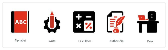 alfabeto, escrever e calculadora vetor