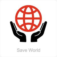 Salve  mundo e eco ícone conceito vetor