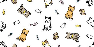 gato desatado padronizar gatinho brinquedo peixe leite osso rato vetor chita animal animal cachecol isolado repetir fundo desenho animado telha papel de parede rabisco ilustração Projeto