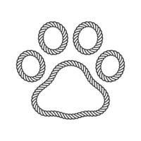 cachorro pata pegada ícone corda laço logotipo vetor francês buldogue desenho animado símbolo personagem ilustração Projeto