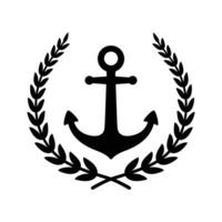 âncora vetor ícone louro guirlanda logotipo barco símbolo pirata leme náutico marítimo simples ilustração gráfico rabisco Projeto