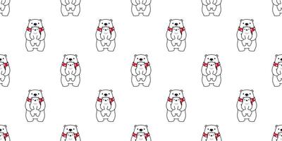 Urso desatado padronizar vetor polar Urso abraço bebê cachecol isolado desenho animado repetir fundo telha papel de parede ilustração branco Projeto