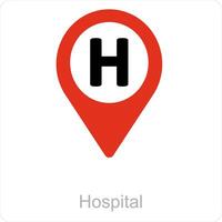 hospital e localização ícone conceito vetor