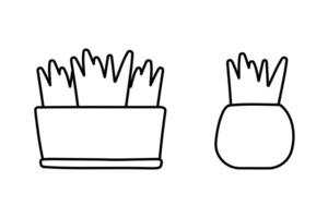 panelas com plantar vetor ilustração dentro rabisco estilo.