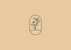 logotipo linha flor folha jardim e botânico. estético e feminino, simples linha e luxo moderno. editável cor. vetor