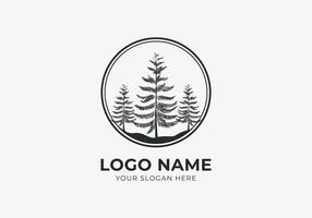 logotipo pinho floresta, pinho árvore dentro círculo fronteira. natureza, botânico logotipo Projeto. editável cor vetor