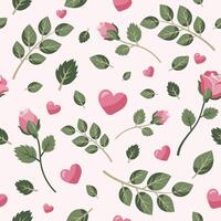 mão desenhado rosa flor e folha, desatado padronizar para tecido, têxteis, roupas, invólucro papel, cobrir, bandeira, interior decoração, abstrato fundos. vetor