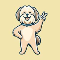 ai gerado lhasa apso cachorro Paz gesto ilustração vetor