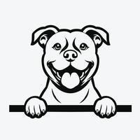 ai gerado Preto e branco americano Staffordshire terrier espreitar face ilustração vetor