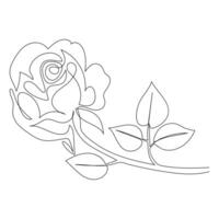 contínuo solteiro 1 linha rosa Projeto mão desenhado desenhando rosas linha arte ilustração vetor
