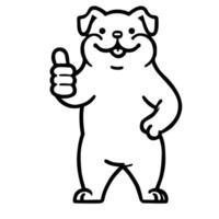 ai gerado buldogue cachorro feliz polegares acima ilustração vetor