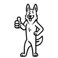 ai gerado alemão pastor cachorro feliz polegares acima ilustração vetor