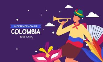 colombiano independência dia celebração. Julho 20. vetor ilustração