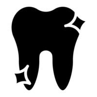 uma perfeito Projeto ícone do brilhante dente dentro glifo estilo vetor