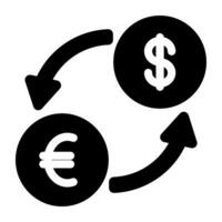 uma glifo projeto, ícone do moeda troca vetor