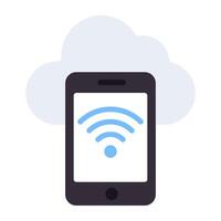 uma plano projeto, ícone do nuvem Móvel Wi-fi vetor