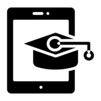 mortarboard com Smartphone, Móvel Educação ícone vetor