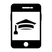 mortarboard dentro Smartphone, Móvel Aprendendo ícone vetor