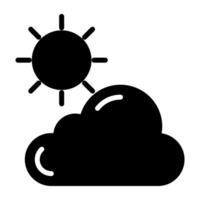 Sol com nuvem, ícone do ensolarado clima vetor