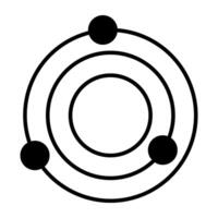uma glifo projeto, ícone do planeta órbitas vetor