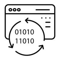 uma linear projeto, ícone do conectados binário código vetor