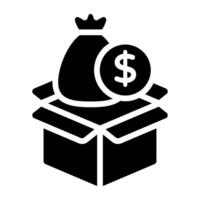 glifo projeto, ícone do dinheiro caixa vetor