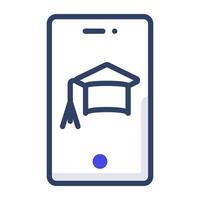 mortarboard dentro Smartphone, Móvel Educação ícone vetor