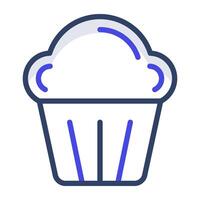 bolo da hora do chá, ícone de cupcake em design plano. vetor