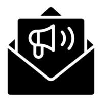 megafone com envelope, ícone do o email marketing vetor