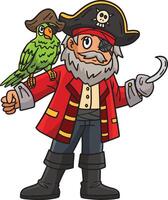 pirata capitão com papagaio desenho animado colori clipart vetor