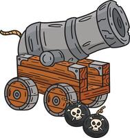 pirata canhão desenho animado colori clipart ilustração vetor