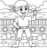 pirata equipe técnica coloração página para crianças vetor