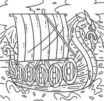 viking navio coloração página para crianças vetor