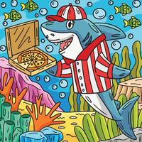 pizza Tubarão colori desenho animado ilustração vetor